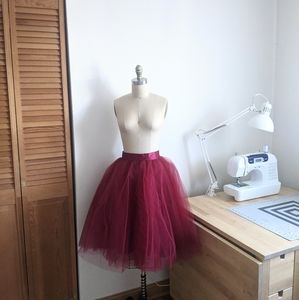 Tulle burgundy red wine skirt